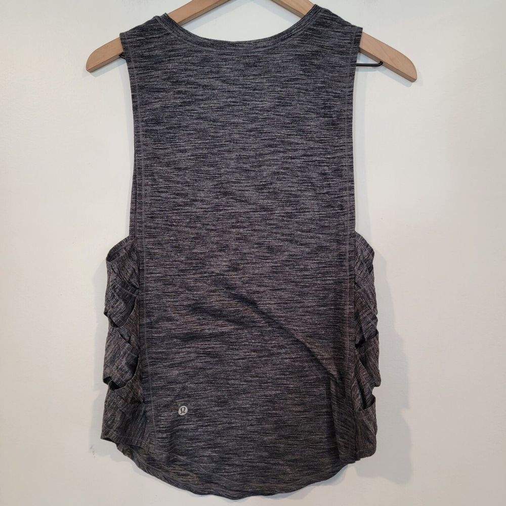 Women's LULULEMON Dark Heather Gray Activewear Tank Top Criss Cross Sides